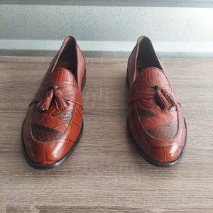 Stacy Adams Mens Loafers Shoes Size 8.5 M Brown Genuine Snake & Leather Tassel